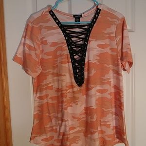 Peach camo tee shirt